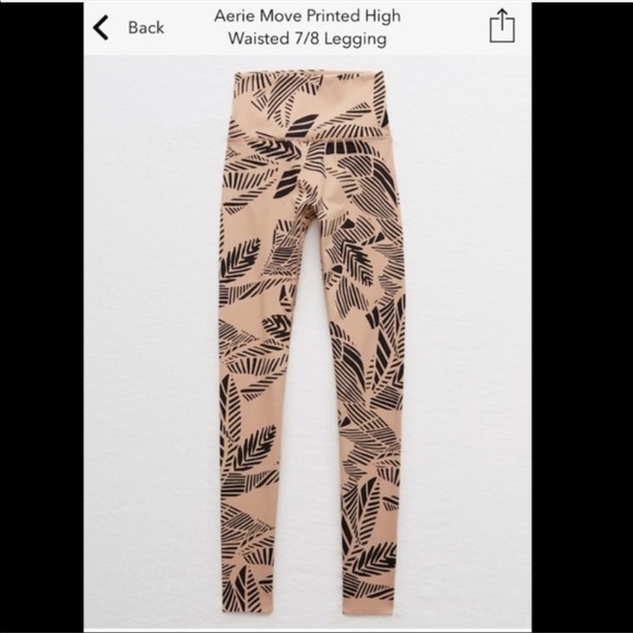 AE Aerie Printed Leggings High Rise 7/8 Leaves Medium Tropical Nude Tan Slimming - Picture 3 of 7